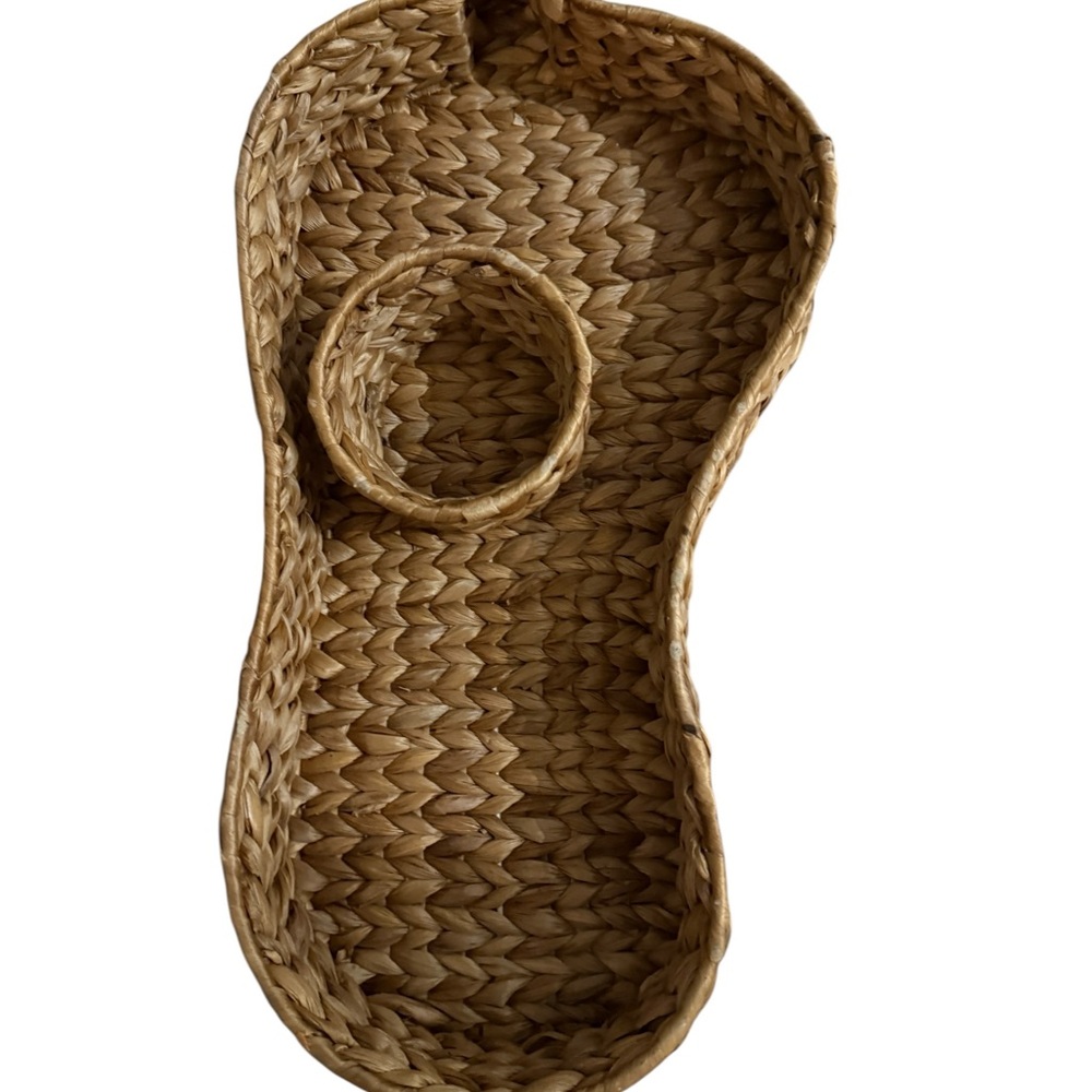 basket rattan/seagrass jalapeño shaped basket with dip holder - Picture 2 of 6